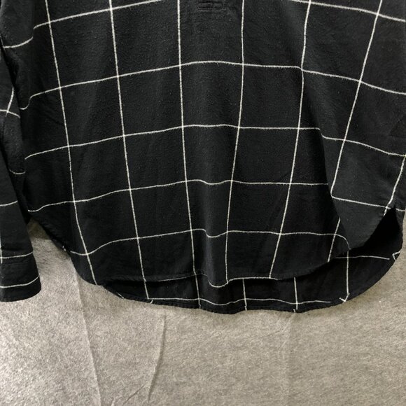 Marine Layer Flannel Popover Shirt Womens L Black Grid Plaid Organic Cotton - Picture 4 of 8